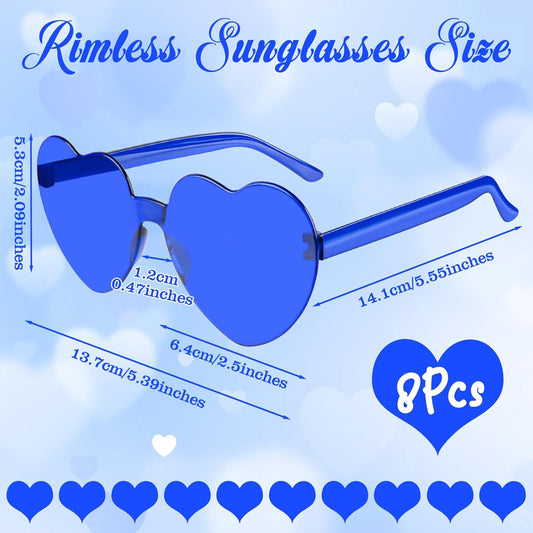 PLULON Heart Sunglasses for Women 5/12/25 Pcs, Heart Glasses Valentine Day Rimless Shaped Candy Color Fun Glasses Party Favor