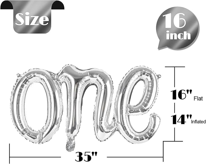 Silver One Balloons for 1St Birthday, 1 Year Old Balloon Birthday Decorations for Boys Girls, Giant Birthday Number One Balloons