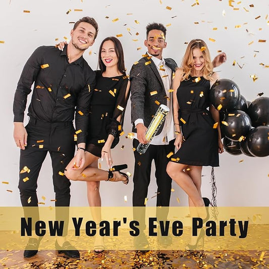 5 Packs Confetti Cannons Gold, 12 Inch Confetti Cannons Party Poppers, Gold Confetti Poppers for Graduation Wedding Birthday Parties and New Year's Eve Celebration