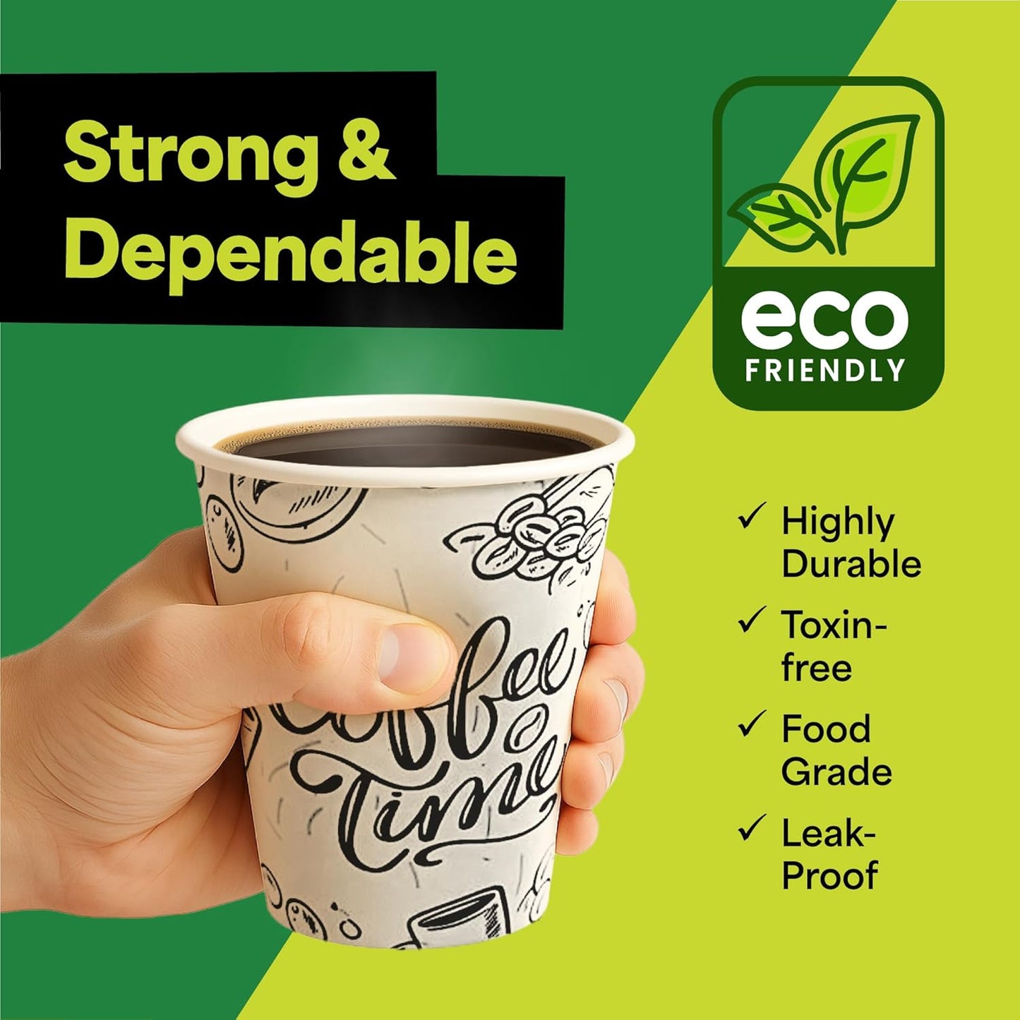 EconoHome 8 oz 1000 Pack Disposable Coffee Paper Cups - Paper Cups for Hot and Cold Drinks, Tea, Water, and Juice