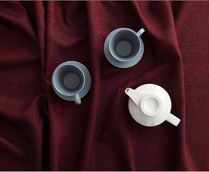Solino Home Red Garnet Tablecloth 54 x 72 Inch - Athena, 100% Pure Linen Rectangle Tablecloth - Machine Washable Table Cloth for Fall, Autumn, Thanksgiving, Christmas, Holiday