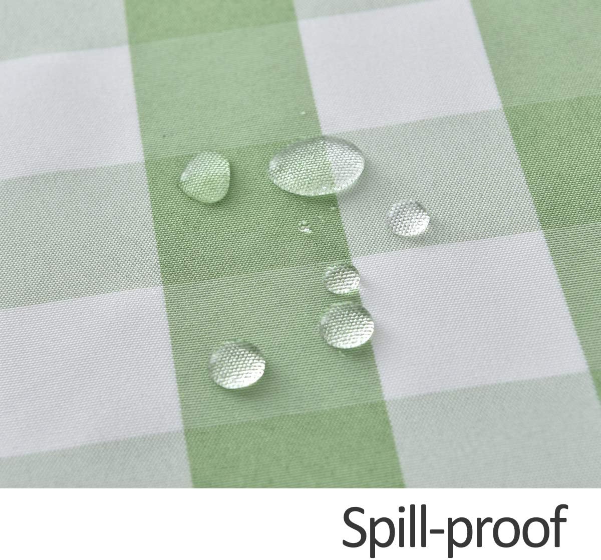 maxmill Round Checkered Tablecloth Spillproof Wrinkle Free Heavy Weight Gingham Table Cloth for Circular Table Cover Buffalo Plaid for Buffet Banquet Parties Holiday Dinner 70 Inch Mint and White