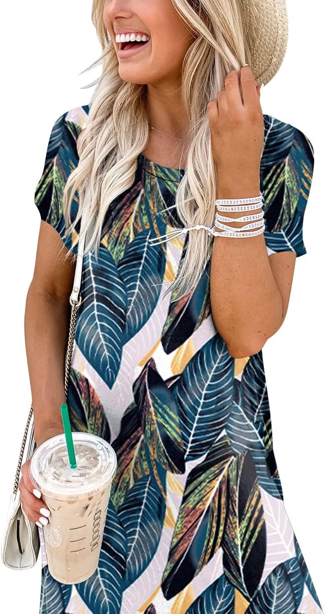 ANRABESS Womens Summer Maxi Dress Short Sleeve Casual Loose Long T Shirt Dresses Split Vacation Beach Sundress Travel Outfits