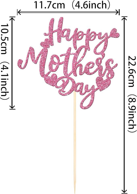 12 PCS Happy Mother's Day Centerpiece Sticks Double Sided Glitter Love Mother Best Mom Centerpieces for Happy Mother's Day Theme Table Flower Decorations Birthday Party Supplies Pink
