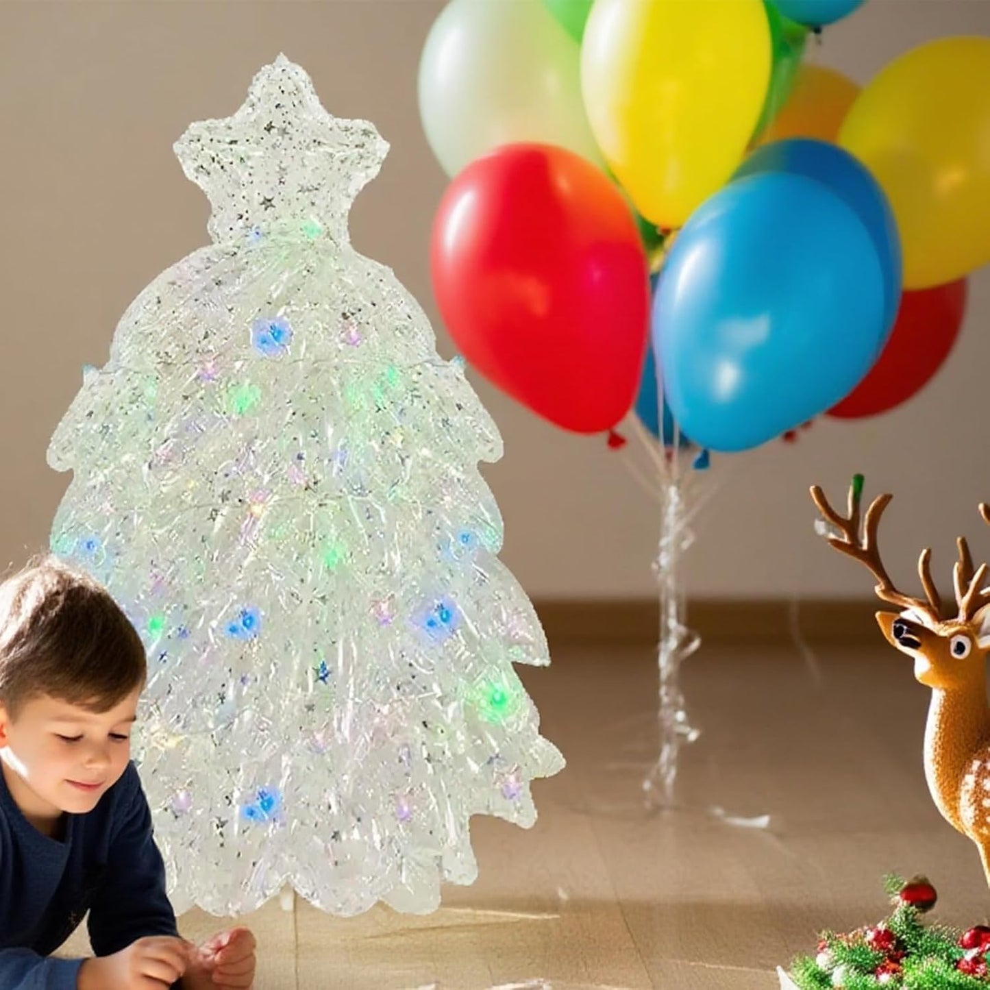 4D Iridescent Christmas Tree Balloons Large Self Standing Foil Xmas Tree Balloon Mylar Christmas New Year Themed Party Decorations Supplies