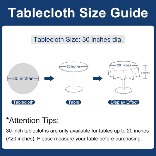 Hiasan Round Table Cloth 30 Inch Linen - Wrinkle and Stain Resistant Washable Polyester Fabric Table Cloth for Dining Room Kitchen Party, Light Grey