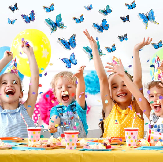 SAOROPEB 3D Butterfly Wall Decor, 72 Pcs Double Layer Butterfly Decorations for Party Decorations Locker Decor Refrigerator Decal, Reusable (Blue)