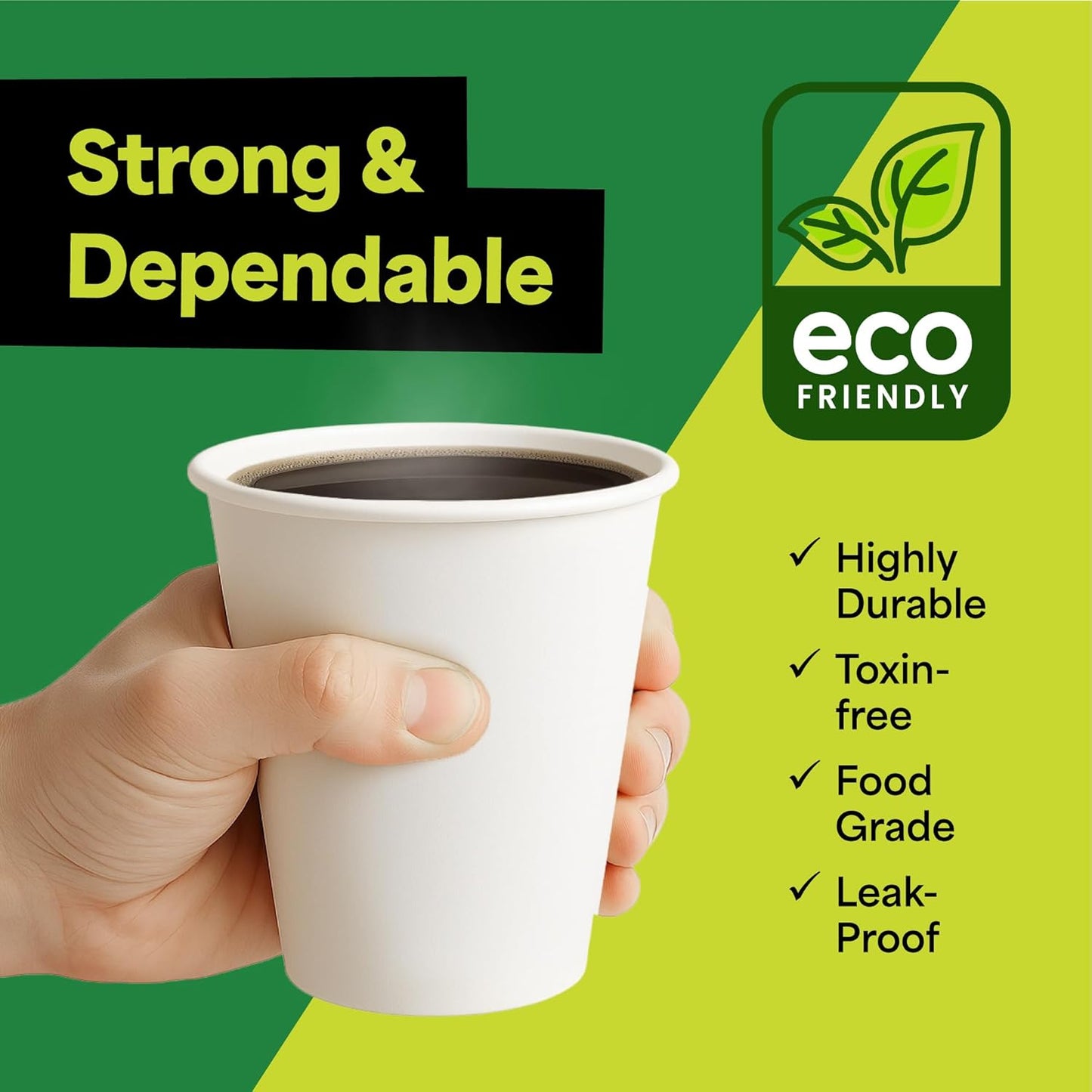 EconoHome 12 oz 500 Pack Disposable Coffee Paper Cups - Paper Cups for Hot and Cold Drinks, Tea, Water, and Juice