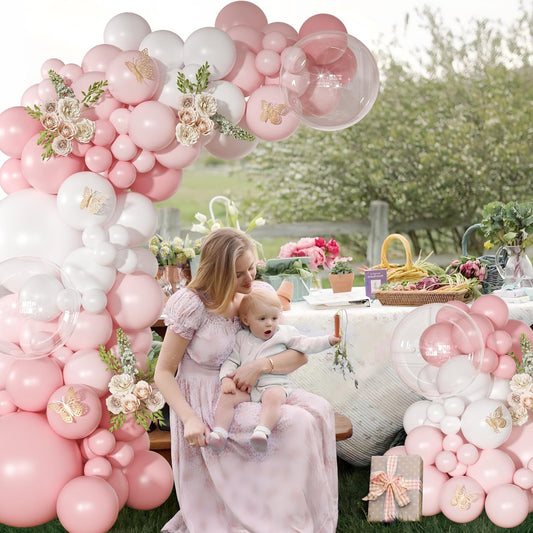 Light Pink Balloon Arch Kit, 126Pcs Baby Pink and White Balloon Garland Kit for Wedding Birthday Baby Shower Gender Reveal Bridal Shower Party Decorations