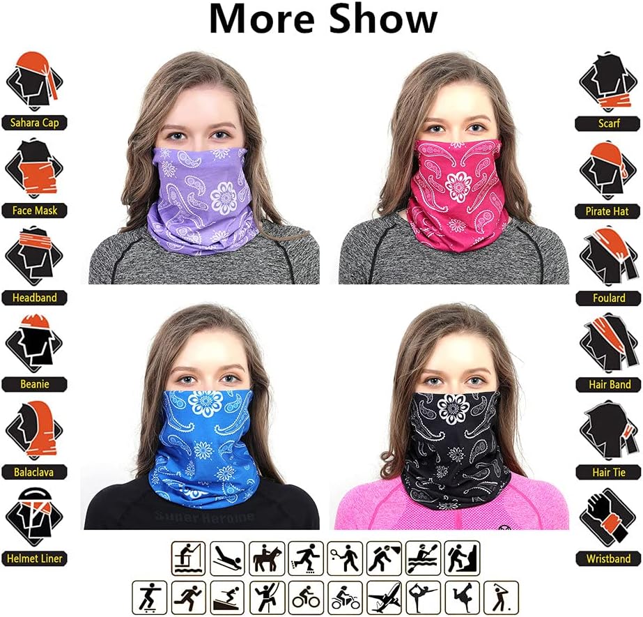 Headband Neck Gaiter Head Wrap Headwear Face Mask Magic Scarf Bandana for Men and Women