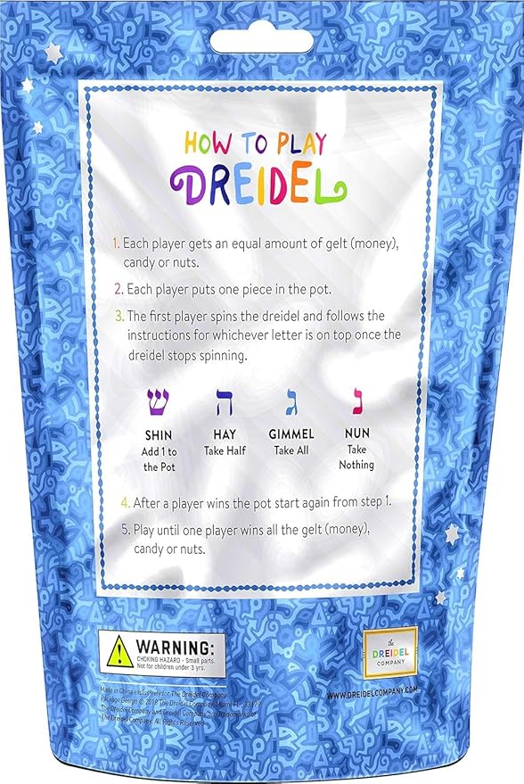 Hanukkah Dreidels Multicolor Plastic Chanuka Draydels with English Transliteration, Includes Dreidel Game Instruction Cards (500-Pack)