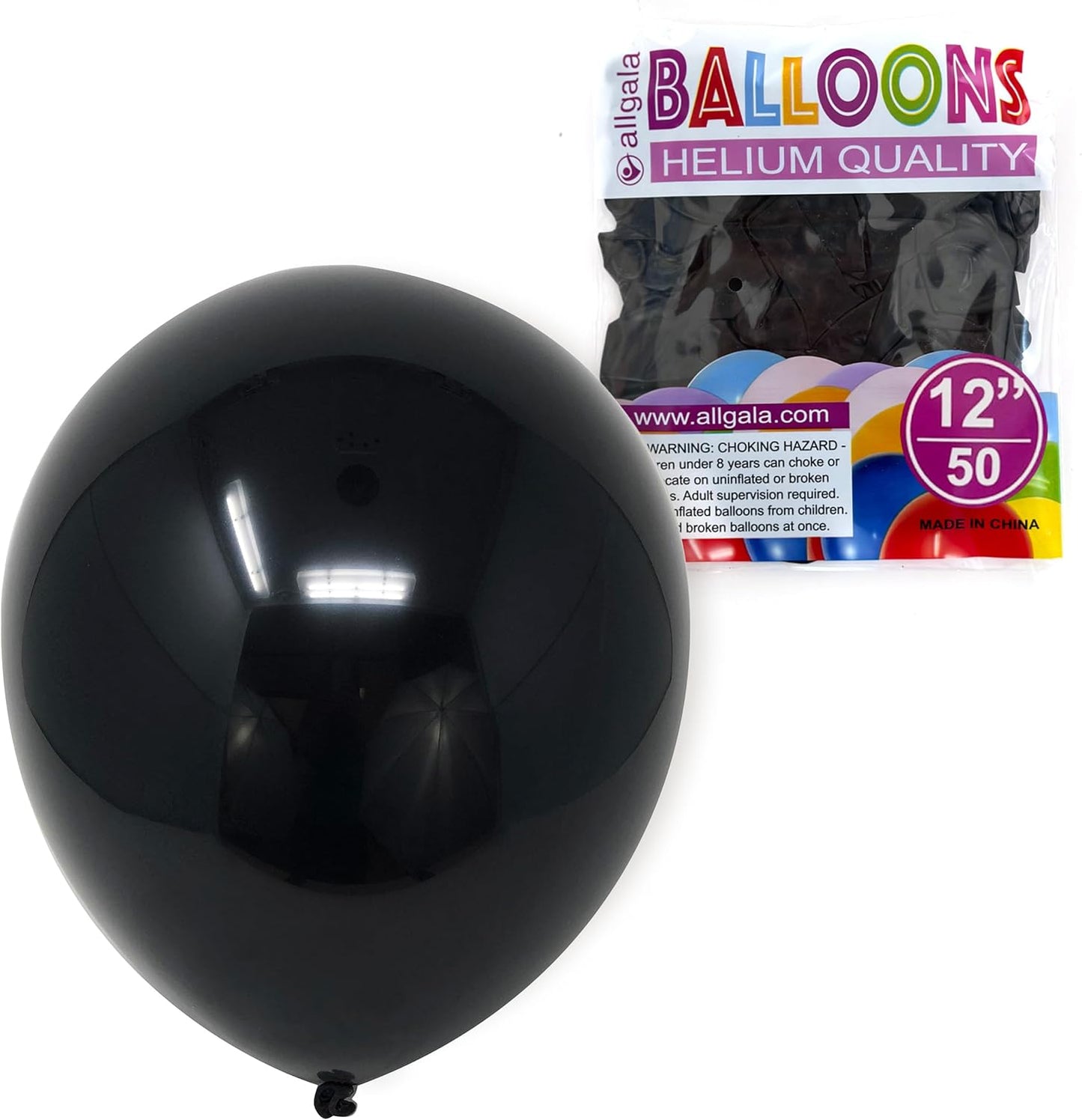 Allgala Black Balloons 50 Pack 12 Inch Helium Grade Latex Bulk Balloon Pack Ideal for Birthday, Wedding, Bridal Party Baby Shower Decorations