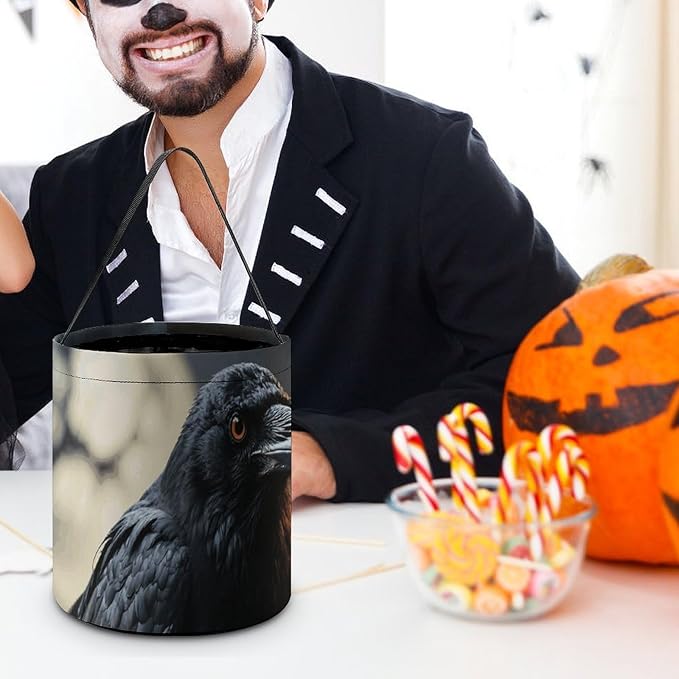 Halloween Candy Bucket - Frightening Halloween Crow Trick Or Treat Candy Bag, Gift Bag for Party Favor Supplies