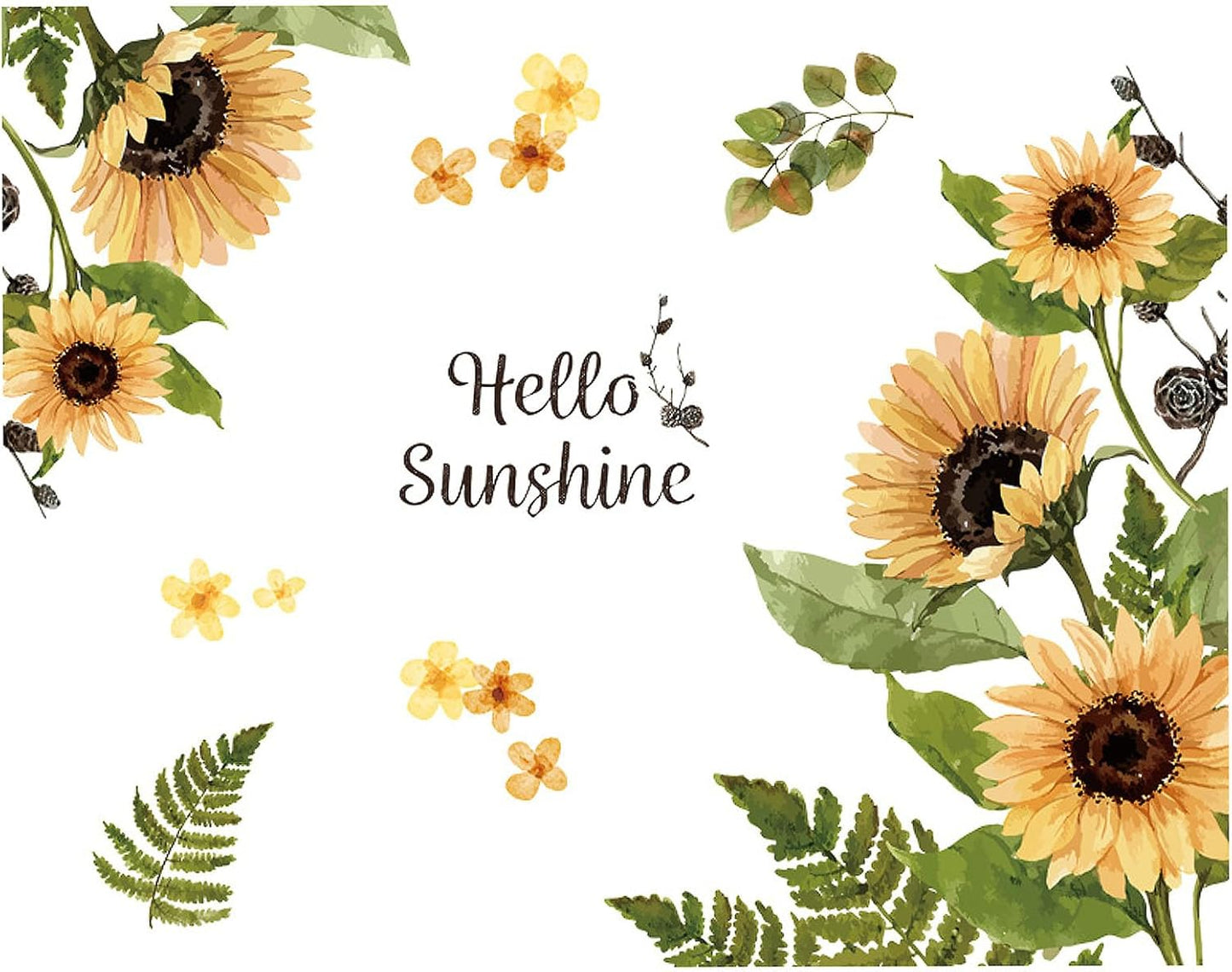 2 Set Sunflower Wall Decals Peel and Stick Decor for Living Room, Bedroom, Bathroom, Kitchen - Yellow Flower Vinyl Murals and Stickers