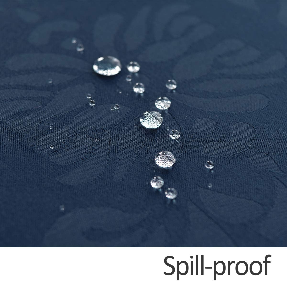 maxmill Jacquard Round Table Cloth Damask Design Waterproof Antiwrinkle Heavy Weight Soft Tablecloths for Circular Table Cover and Kitchen Dinning Tabletop Round 70 Inch Navy Blue