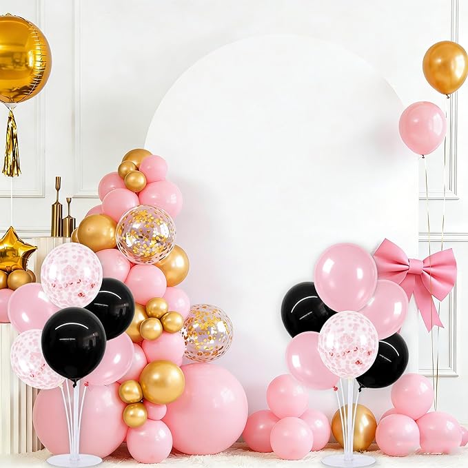 TONIFUL 4 Set Black Pink Balloon Centerpieces for Table,Balloon Stand Kit for Party Decor Sweet 16 18 21st 30 40 50 60 70th Birthday Decorations Anniversary Bridal Shower Graduation Decorations 2026
