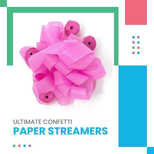 Tissue Paper Streamers in Launcher Sleeve, Pink Color (20 Streamer Rolls per Sleeve)