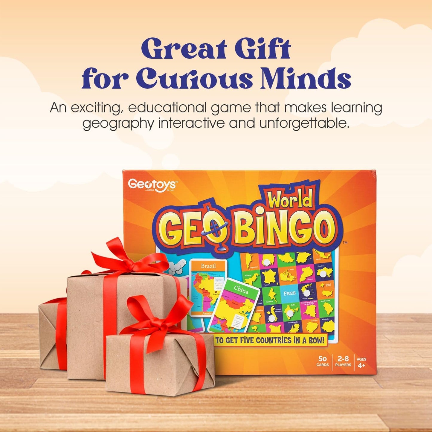 GeoToys GeoBingo, World Bingo Game for Kids, Geography Game for Home, School or Camp - Fun Bingo Games for Family, Play & Learn Countries of the World, Ages 4 and Up