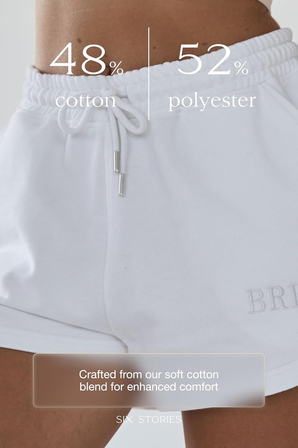 Six Stories Bride Statement Shorts for Bridal Shower & Bachelorette Party, High Rise for Comfort During Wedding, White