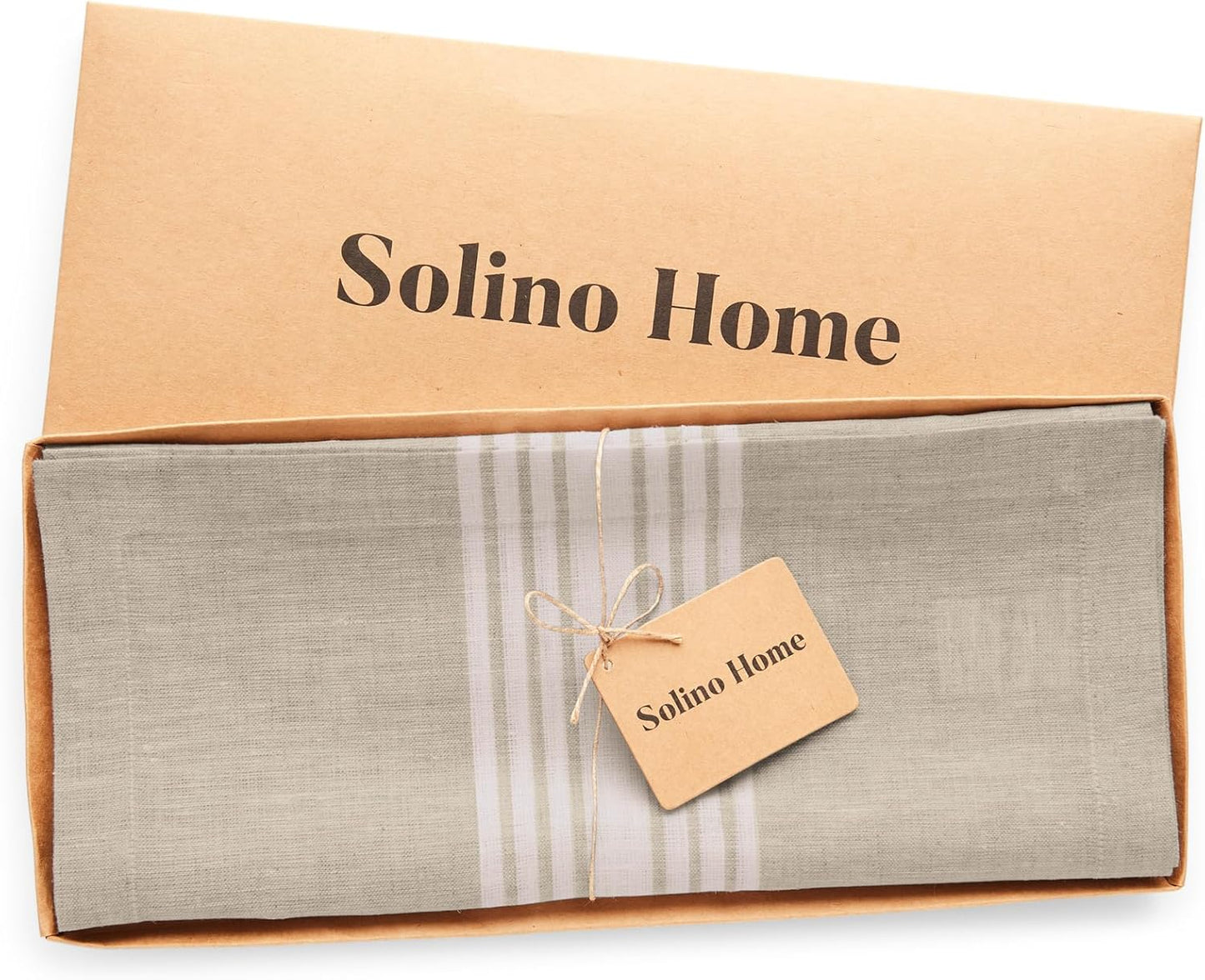 Solino Home Linen Table Runner 60 Inches - 100% Pure Linen White and Natural Farmhouse Table Runner 14 x 60 Inch Ideal for Dresser and Coffee Tables - Fall, Autumn, Halloween, Thanksgiving, Christmas