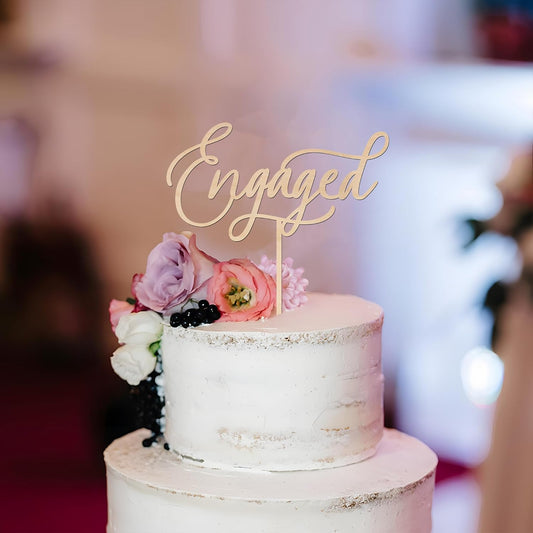 Engaged Cake Topper Engagement Cake Topper in Wood