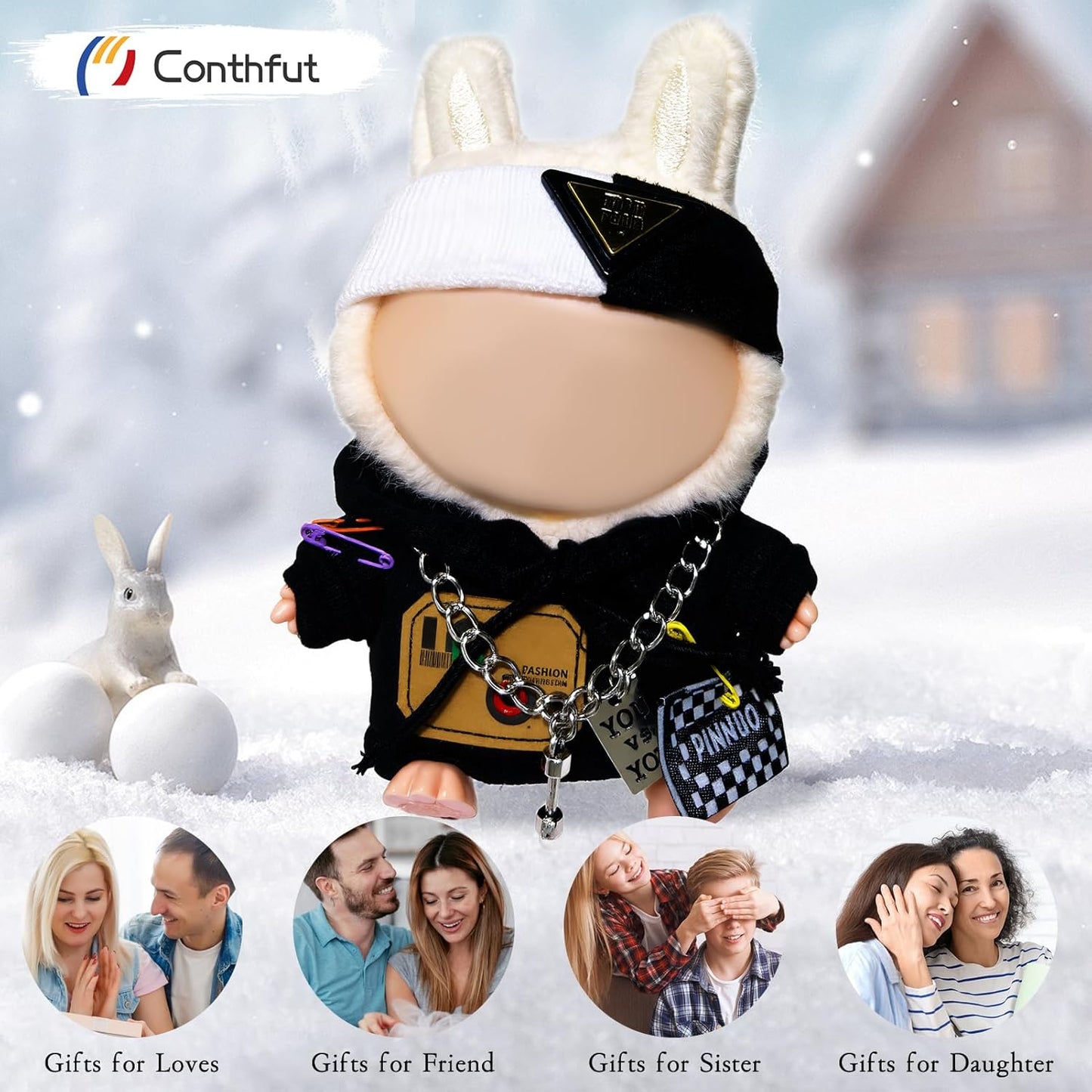 Hoodie Doll Clothes,17cm/15cm Dolls Outfit Set,Accessories for Doll,Stylish Clothes Set Dress Up (No Doll) (Black Hoodie)