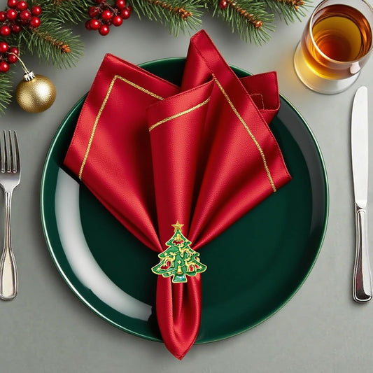 Christmas Tree Reindeer Napkin Rings Set of 12 Candy Cane Napkin Rings for Xmas Party New Year Banquet,Snowflake Napkin Ring Holders for Winter Wedding Birthday Holiday Family Dinner Decor