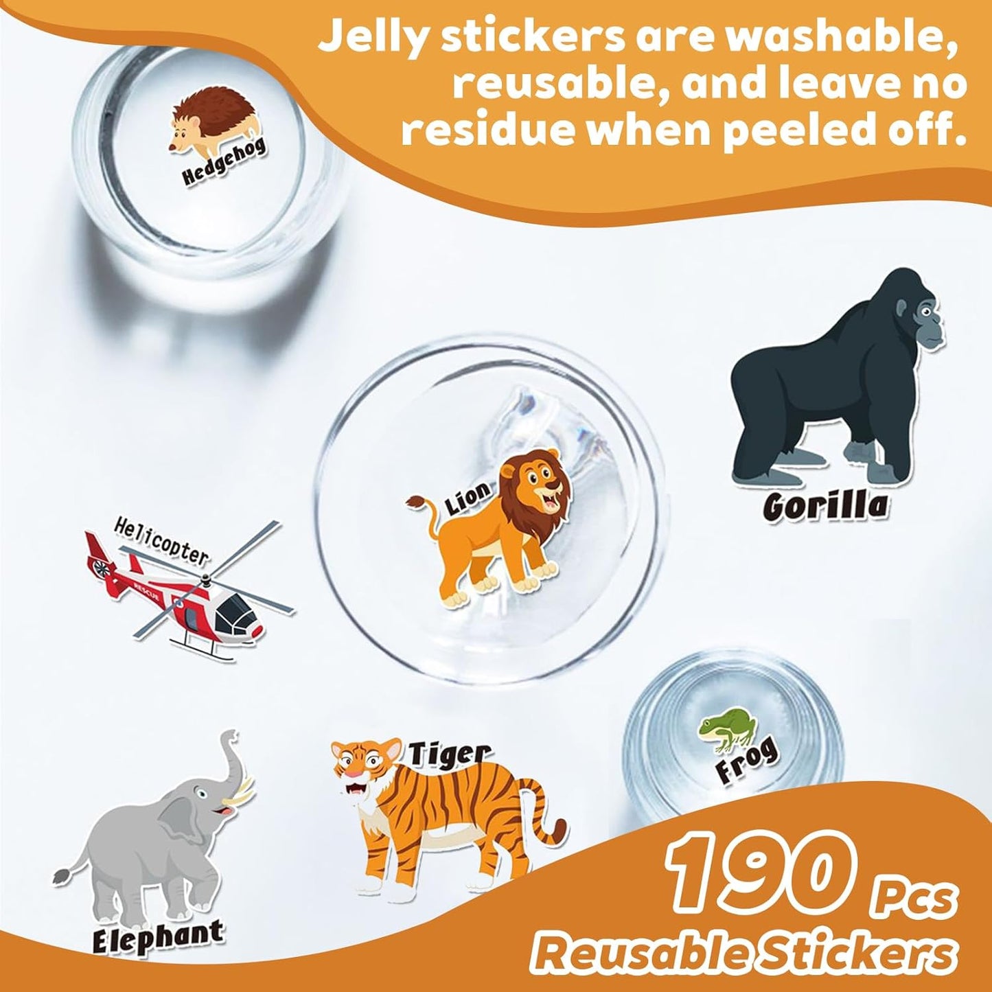 6 Sets Reusable Sticker Books for Toddlers, Jelly Stickers for Kids, Toddler Craft Activities and Travel Toys for Kids 2 3 4 5 Years Old Girls & Boys