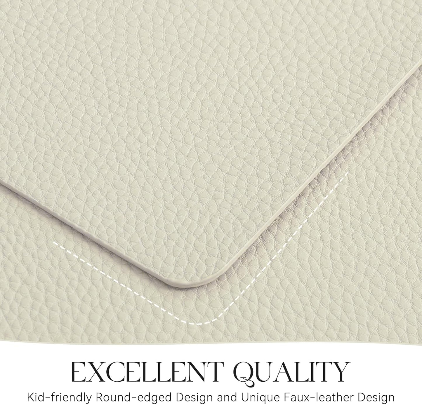 MOSAYT Vinyl Placemats Set of 8, Heat Resistant Place Mats 100% Waterproof Washable & Wipeable Faux Leather Reversible Table Mats for Kitchen Dining Party Indoor Outdoor, 12" x 17", Beige