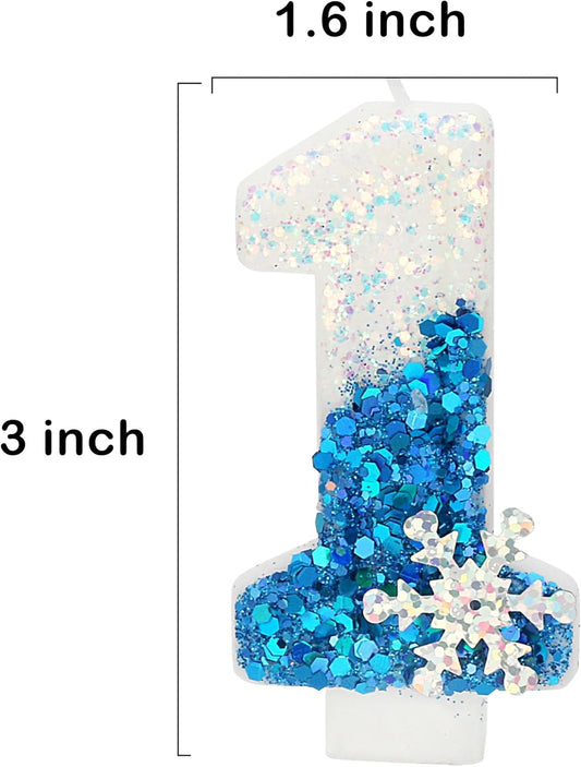 Snow Themed Birthday Candles, 13th Birthday Candle for Party Supplies, Winter Birthday Party Supplies, 2.76 inch Number 13 Candle Cake Topper Decoration (Number 13)