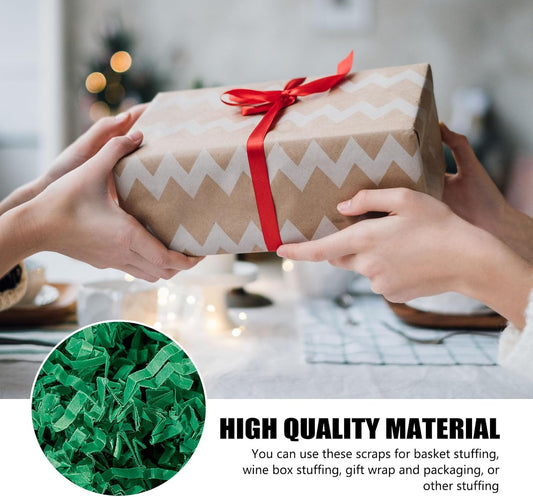ZEBMOON 1 LB Green Crinkle Cut Paper Shred Filler Great for Gift Wrapping, Basket Filling, Birthday, Wedding, Halloween Thanksgiving, Christmas Day, New Year Party Decorations Filling Supplies