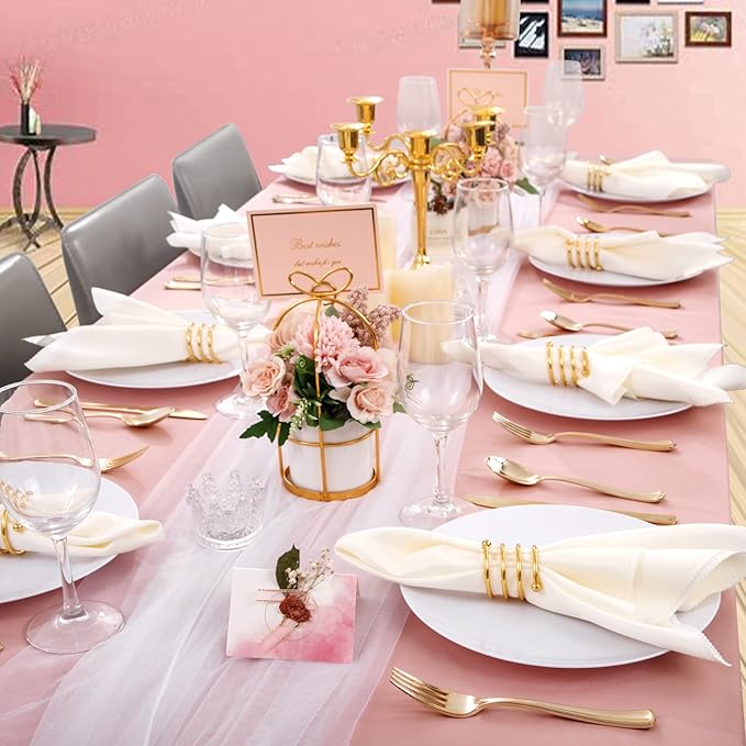 Hioasis 100pcs White Plastic Plates - 10.25 inch White Disposable Dinner Plates,Plastic Dinner Plates,Classy and Elegant Perfect for Wedding & Party
