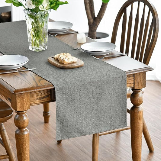 Artoid Mode Light Grey Table Runner, Seasonal Washable Kitchen Dining Table Decoration for Home Party Decor 13x108 Inch