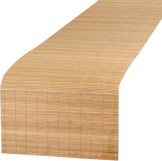 BambooMN Carbonized Bamboo Matchstick Natural Table Runner, Home Décor, 2 Pieces