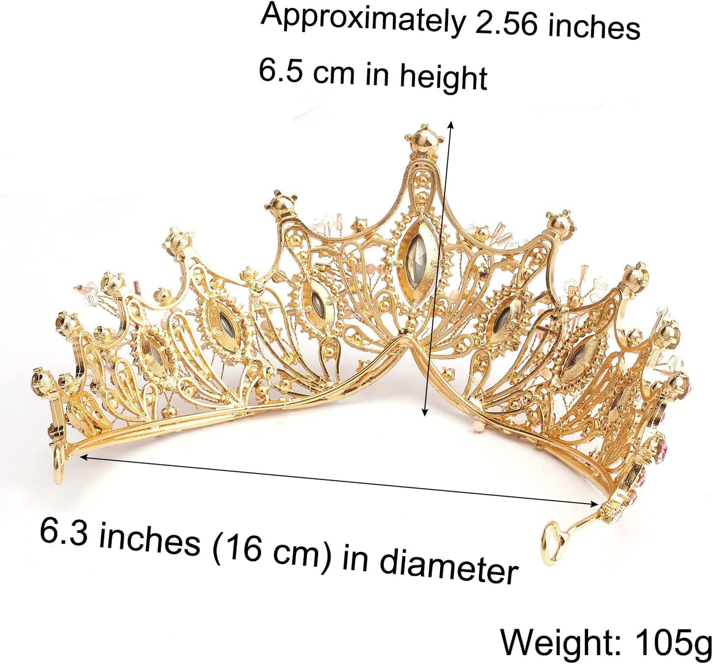 Women Baroque Queen Crown, Gold Princess Tiaras and Crowns Wedding Tiara and Crown for Bride Crowns for Women Adult and Girls - Prom Birthday Halloween