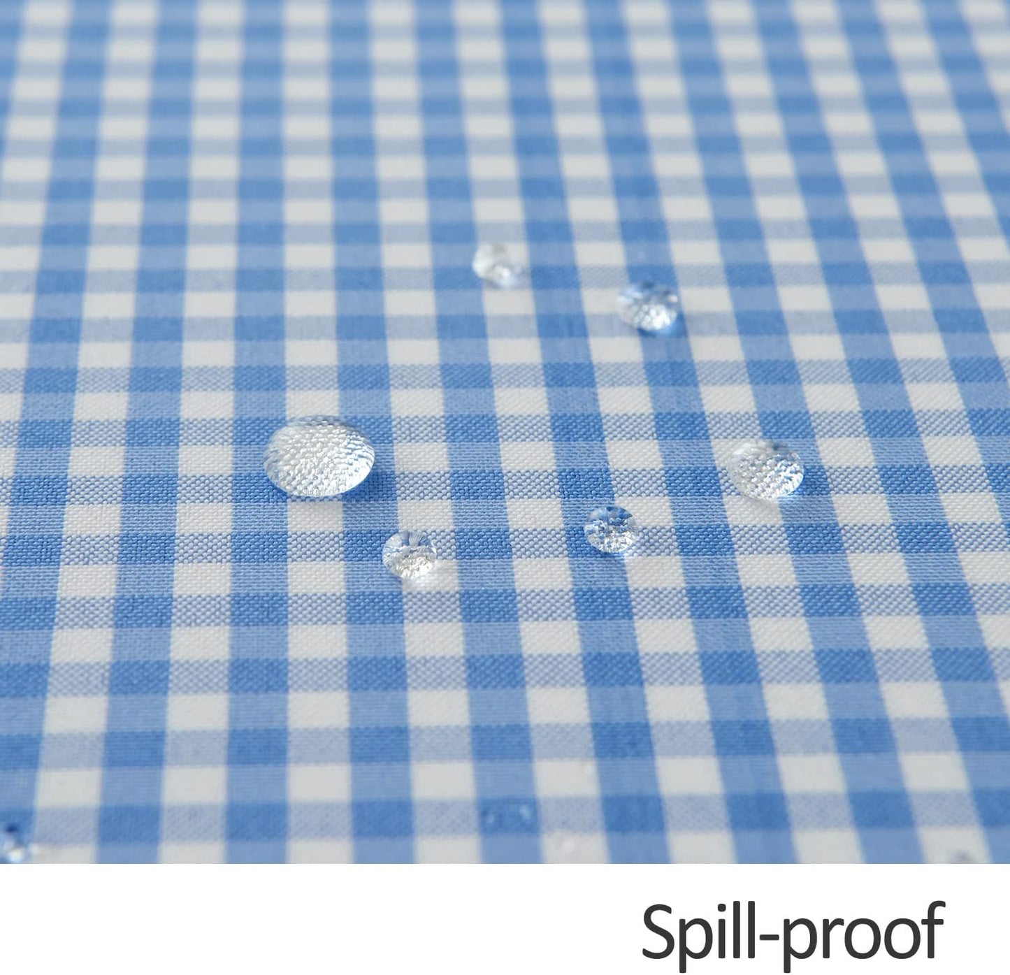 maxmill Checkered Rectangle Dining Room Tablecloth Water Resistance Wrinkle Free Spillproof Heavy Weight Gingham Plaid Table Cloth for Banquet Parties Holiday Dinner, 60 x 84 Inch Light Blue White