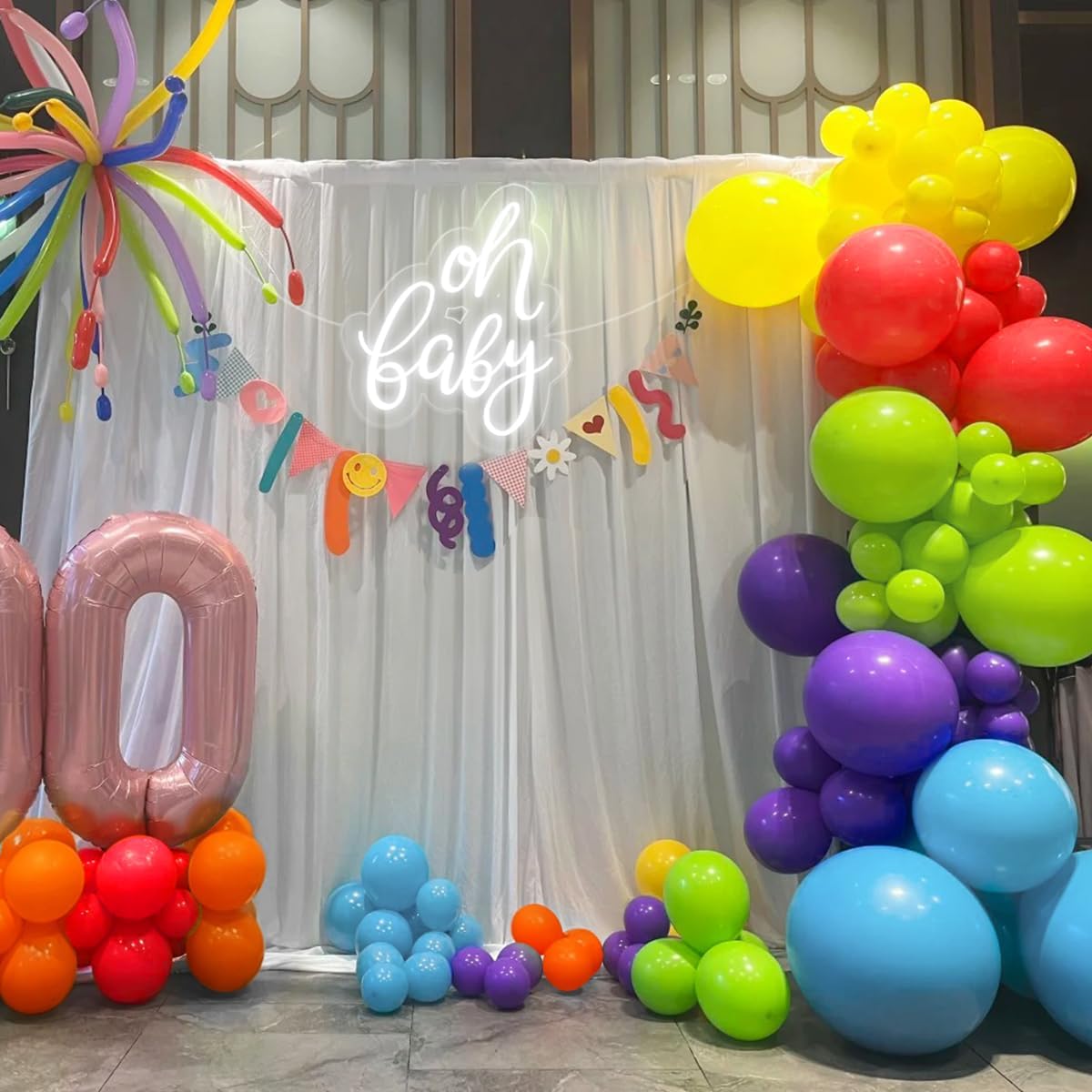 Rainbow Balloon Arch Kit, 166Pcs 18 12 10 5 inch Colorful Latex Balloons Garland for Birthday Baby Shower Wedding Engagement Anniversary Mother's Day Party Decorations