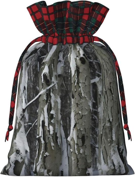 PULaif Cold Tree Camouflage Christmas Drawstring Gift Bags, Large Size Christmas Bags For Gifts Party Favors, Xmas Gift Bags