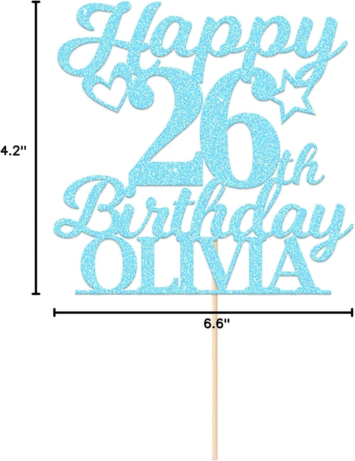 Personalized Happy Birthday Cake Toppers Birthday Cake Topper Gifts for Women Men Custom Glitter Cake Toppers with Any Name & Age for 18th 21st 30th 40th 50th 60th Cake Decorations (Baby Blue)