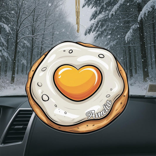Personalized Heart Fried Egg Ornament, Custom Funny Christmas Ornament, Breakfast Lover Gift, Cooking Holiday Decoration, Unique Foodie Keepsake Acrylic Ornament – Personalized