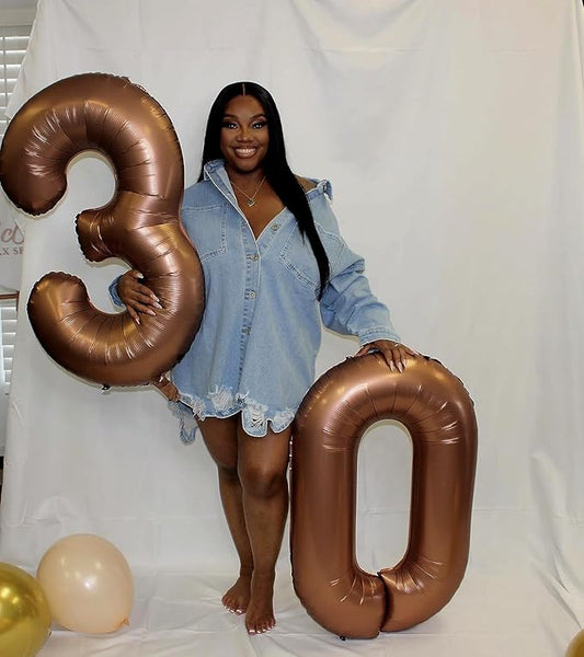 Number 0 Balloons 40 Inch Coffee Brown Number Balloons for 10 20 30 40 50 60 70 80 90 100 Numbers Balloon Birthday Decorations Wedding Event Baby Shower