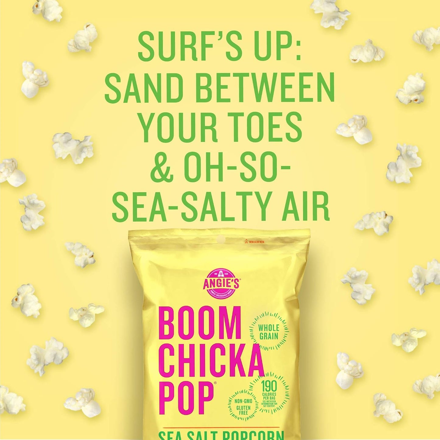 Angie's BOOMCHICKAPOP Sea Salt Popcorn, Halloween Snack, 1.25 oz. Individual Bag (Pack of 12)