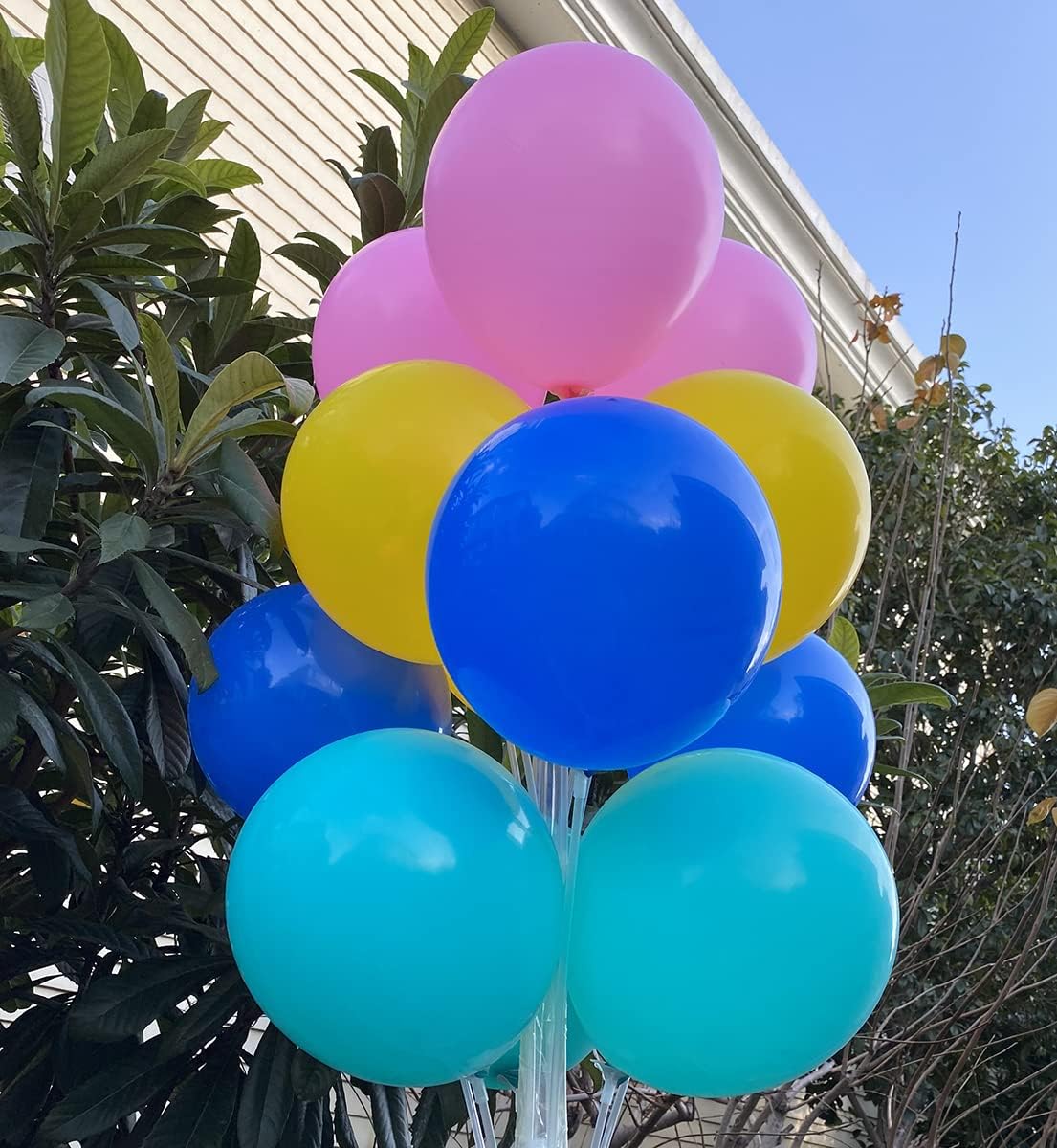 60 pcs 12 Inch Royal Blue Teal Pink Yellow Latex Balloons, For Birthday, Wedding, Baby Shower, Party Balloons Decorations