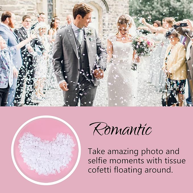 BATTIFE 7.1 Oz White Heart Shaped Confetti, 40000Pcs Tissue Paper, Table Confetti for Wedding Celebrations Party, 200 Gram