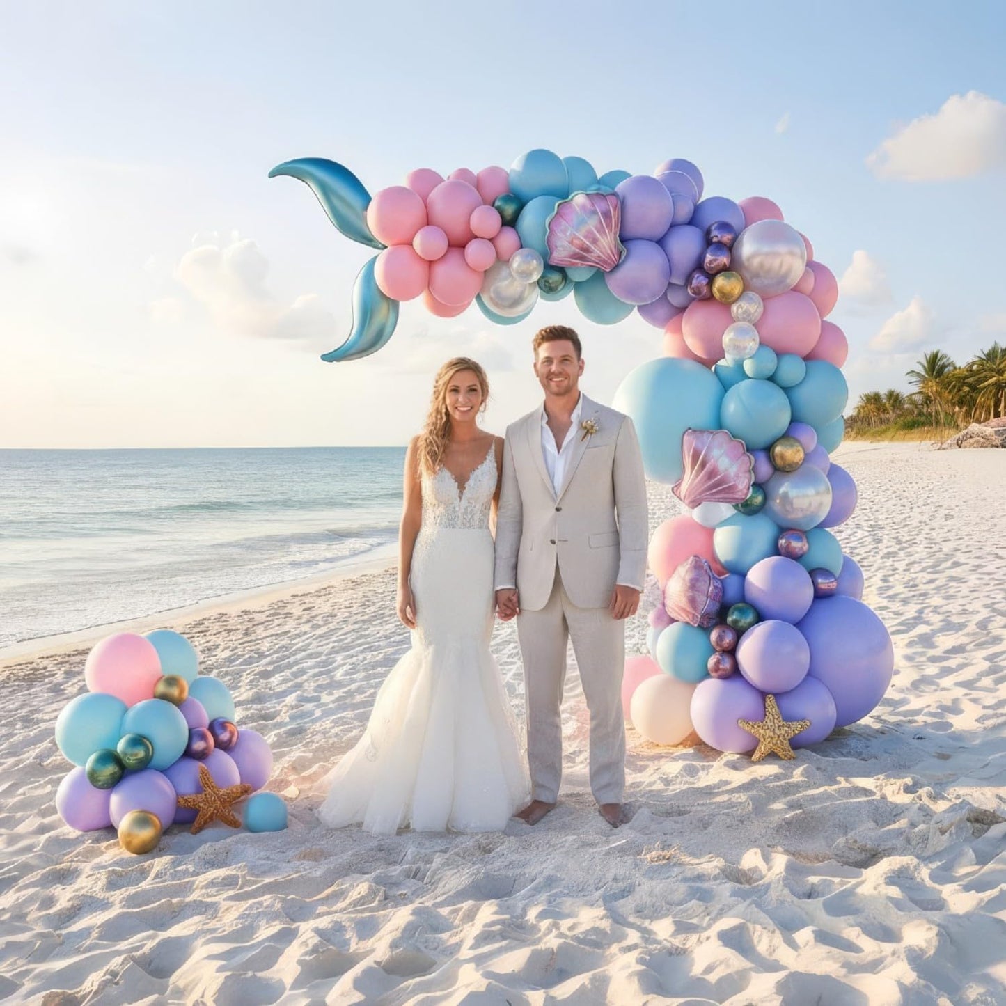 Mermaid Balloon Garland Arch Kit – Under the Sea Party Decorations with Pastel Pink, Blue, Purple, Gold Balloons, Shell & Tail Foil Balloons, Ocean Theme Birthday, Baby Shower Décor by Vellax®