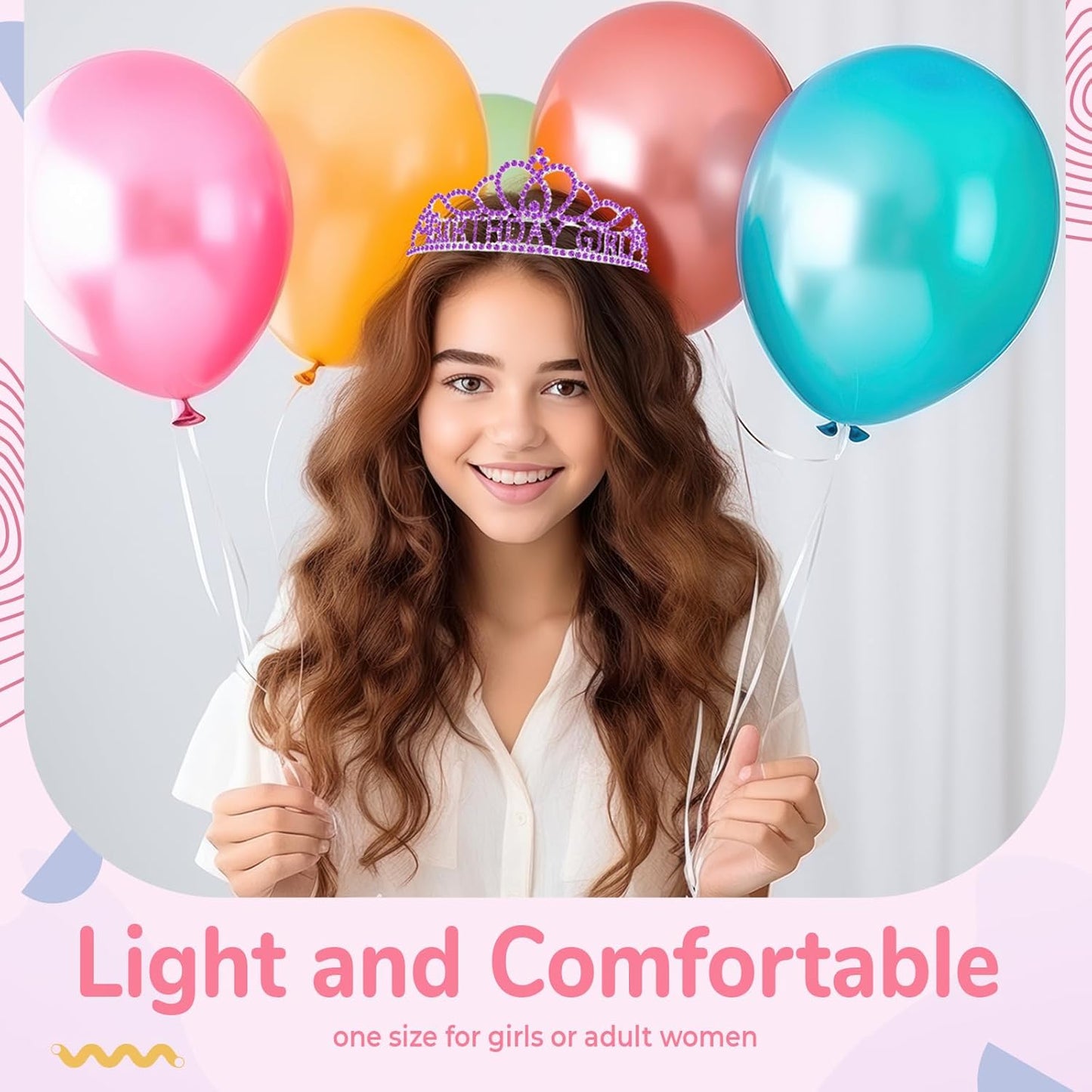 Birtthday Tiara Crown with Sash for Women Birthday Queen Party