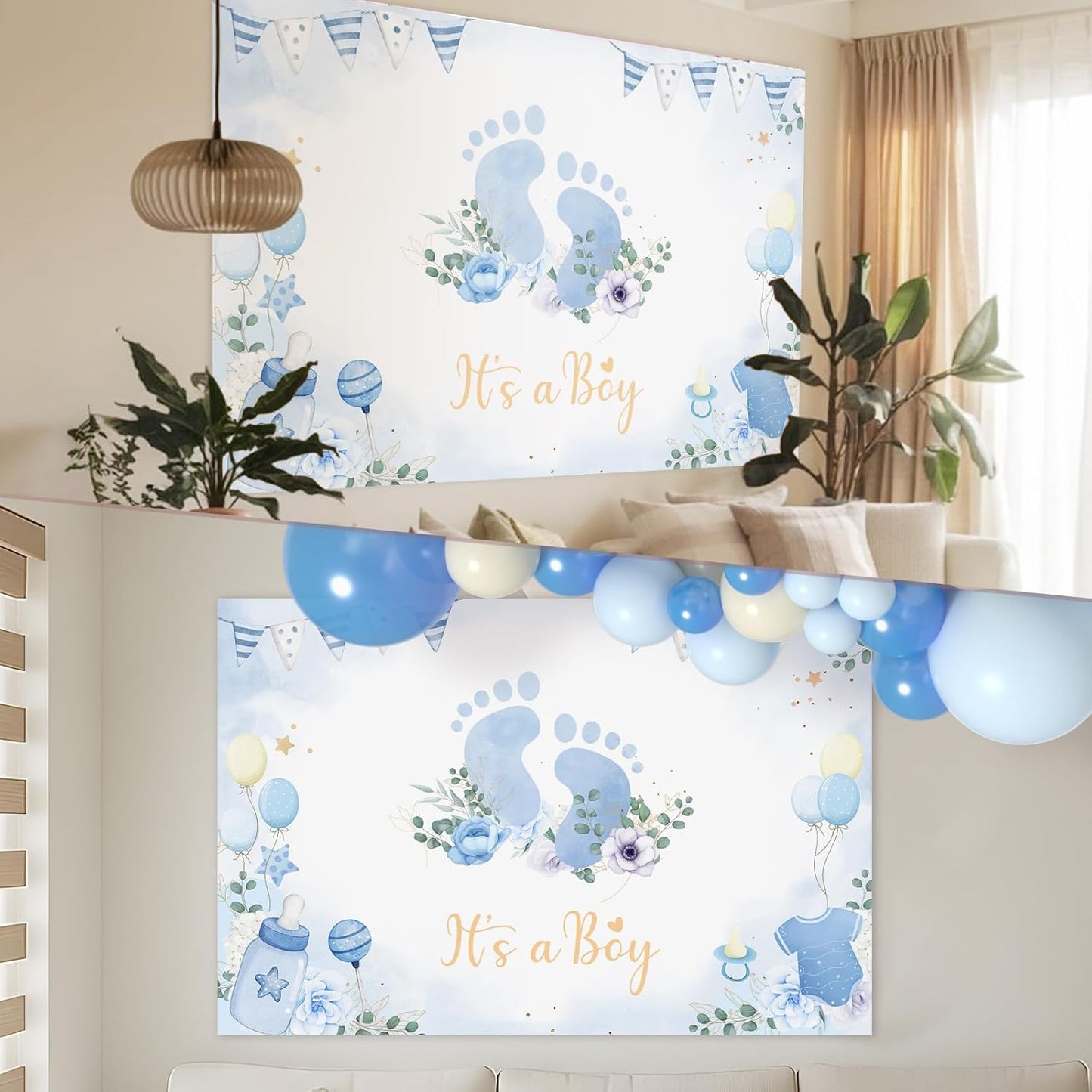 Baby Shower Balloons - Boy Baby Showers Decor , Baby Showers Decorations , Baby Shower Decors , Carry a Background Cloth And 4 Baby Balloon Boxes
