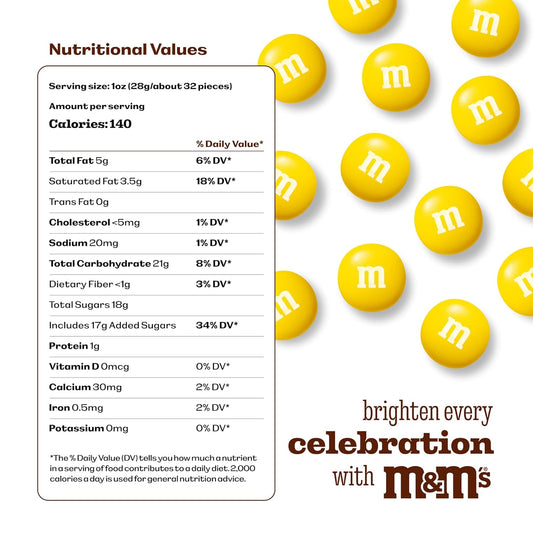 M&M’S WORLD Milk Chocolate Candy, Single Color, Yellow, 5-Pound Bulk Bag (Pack of 1)