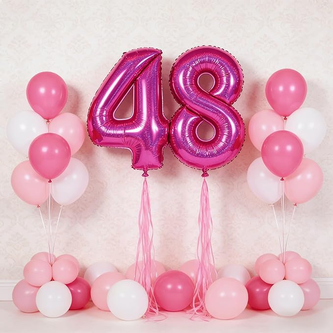 Laser Hot Pink 7 Balloon, Number Balloons 40 Inch, 7th Birthday Decorations for Girls Kids, Party Decoration for Women, Number 7 Balloon