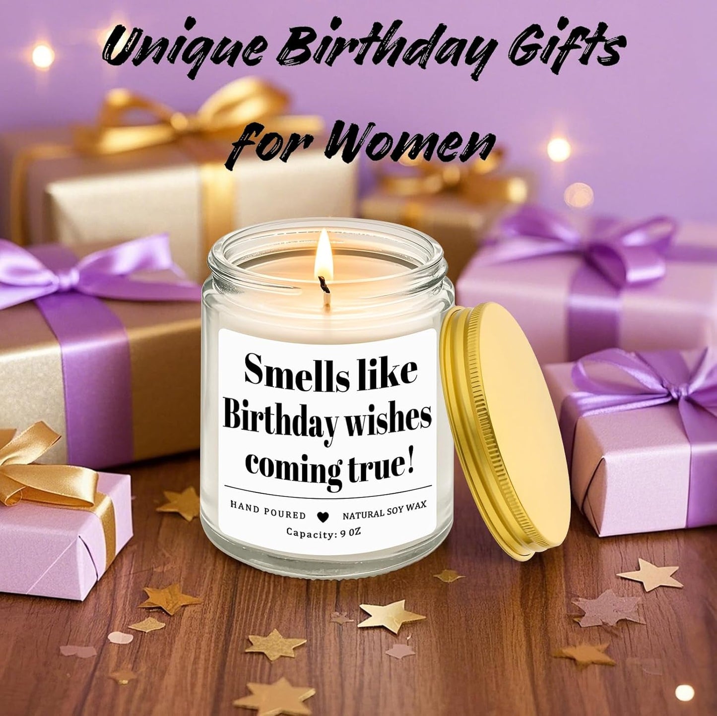 Homsolver Birthday Gifts for Women Men, 9OZ Lavender Scented Birthday Candles with 50+ Hours Burn Time, Unique Handmade Birthday Decorations for Her Him, 20st/30th/40th/50th/60th/70th Birthday Candle